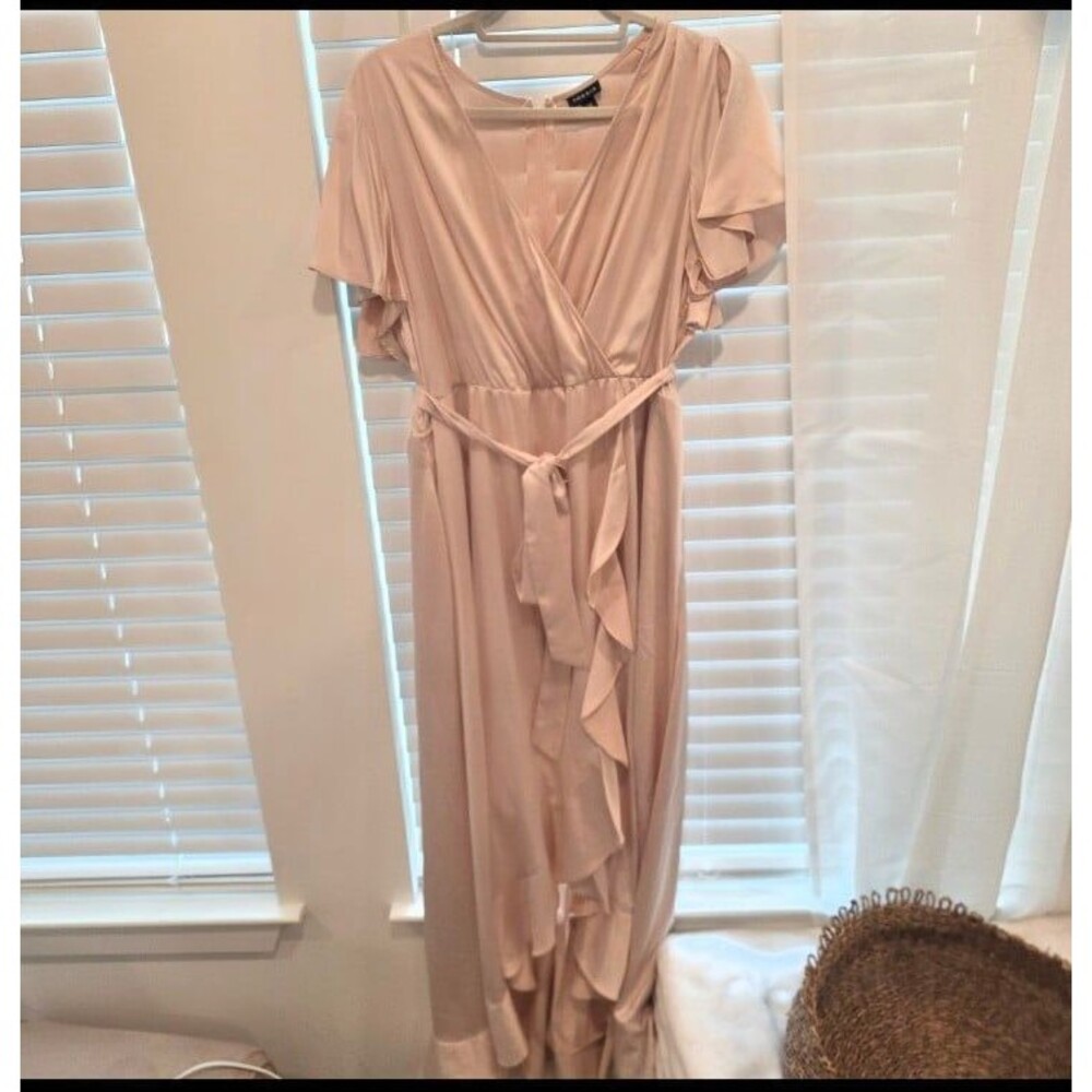 Torrid 18 Women's Satin Ruffle Maxi Dress with Tie Waist